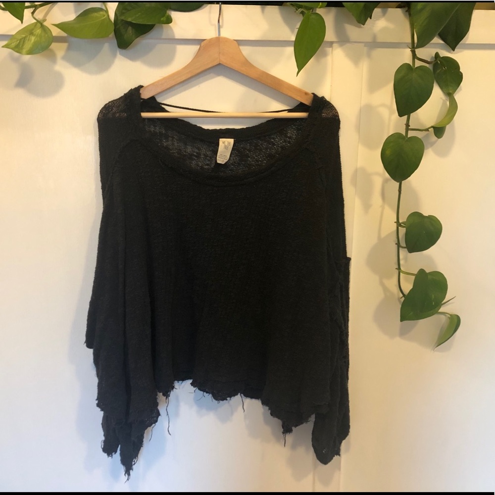 We the Free Black Boho Crop Sweater